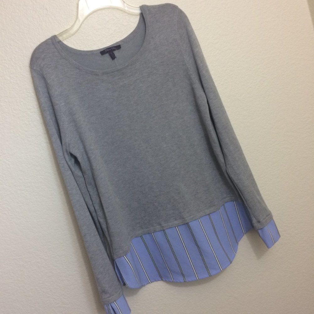 Olivia Sky Womens Large Mixed Media Knit Sweater - Picture 2 of 9